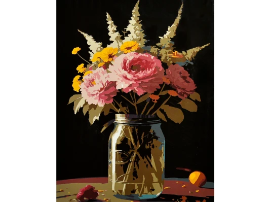 Картина по номерам Нежность в банке на черном фоне 40х50 (AH1319) купить в интернет магазине подарков ПраздникШоп