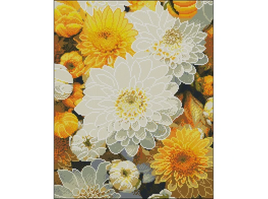 Алмазная картина Желто-белые астры 40х50 (FZ4050-02) купить в интернет магазине подарков ПраздникШоп