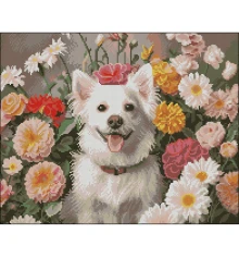 Алмазная картина Белый пес 40х50 (FZ4050-13) купить в интернет магазине подарков ПраздникШоп