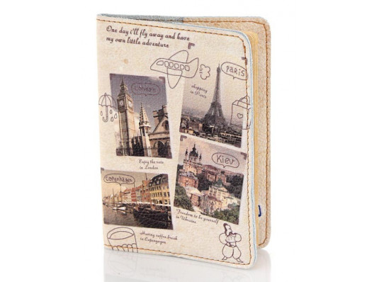 Шкіряна обкладинка на паспорт Міста Європи купить в интернет магазине подарков ПраздникШоп