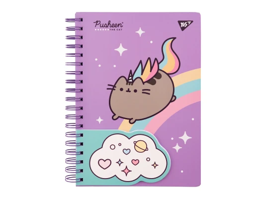 Блокнот Yes 2 в 1 В5 В7 80 л 20 л двойная спираль Pusheen клетка купить в интернет магазине подарков ПраздникШоп