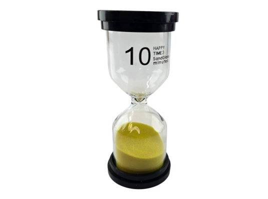 Часы песочные (10 минут) желтый песок (10×4.5×4.5 см) купить в интернет магазине подарков ПраздникШоп