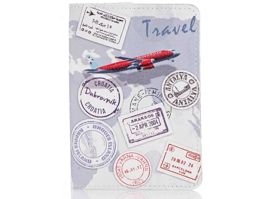 Кожаная обложка на паспорт Travel купить в интернет магазине подарков ПраздникШоп