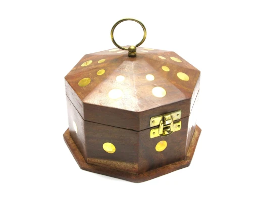 Шкатулка розовое дерево 8 граней (15×15×10 см) (5«*5») купить в интернет магазине подарков ПраздникШоп