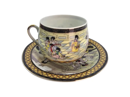 Сервиз фарфор (SCS78) 1 чашка+1 блюдце «Танцовщицы» (110 мл) (h-5.2 см купить в интернет магазине подарков ПраздникШоп