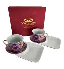 Сервиз фарфор (170 мл) (2C3133) 2 чашки + 2 блюдца «Цветы» (h-6.5 см купить в интернет магазине подарков ПраздникШоп