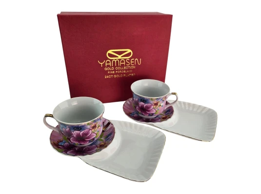 Сервиз фарфор (170 мл) (2C3133) 2 чашки + 2 блюдца «Цветы» (h-6.5 см купить в интернет магазине подарков ПраздникШоп