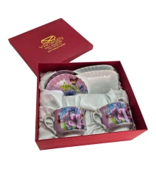 Сервиз фарфор (170 мл) (2C3133) 2 чашки + 2 блюдца «Цветы» (h-6.5 см купить в интернет магазине подарков ПраздникШоп