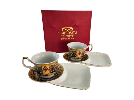 Сервиз фарфор (170 мл) (2C1007-4) 2 чашки + 2 блюдца «Драконы» (h-6.5 см купить в интернет магазине подарков ПраздникШоп