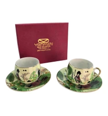 Сервиз фарфор (2SCS77) 2 чашки +2 блюдца «Девушка» (110 мл) (h-5.2 см купить в интернет магазине подарков ПраздникШоп