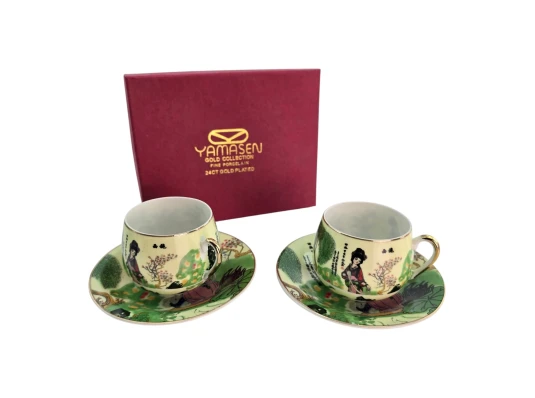 Сервиз фарфор (2SCS77) 2 чашки +2 блюдца «Девушка» (110 мл) (h-5.2 см купить в интернет магазине подарков ПраздникШоп
