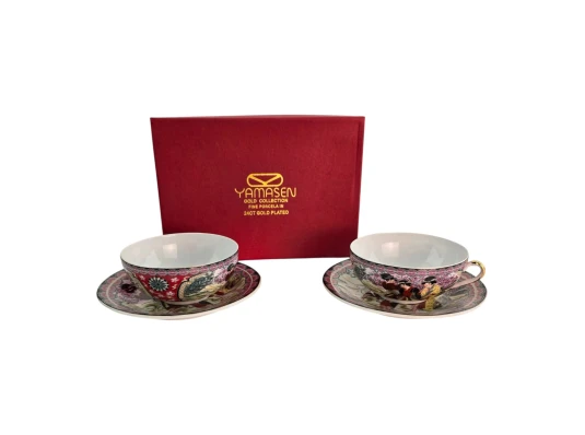 Сервиз фарфор (150 мл) (2SBS114) 2 чашки +2 блюдца «Фиолетовый» (h-4.5 см купить в интернет магазине подарков ПраздникШоп