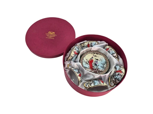 Сервиз круглый фарфор (70мл) (6CCS102) 6 чашек+ 6 блюдец «Сакура» (h-4 см купить в интернет магазине подарков ПраздникШоп