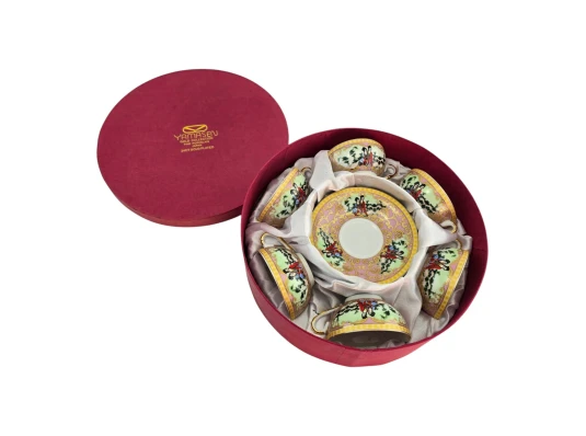 Сервиз круглый фарфор (70мл) (6CCS108-8) «Розовый» (h-4 см купить в интернет магазине подарков ПраздникШоп