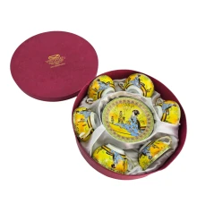 Сервиз круглый фарфор (70мл) (6CCS141-4) 6 чашек+ 6 блюдец «Жёлтый» (h-4 см купить в интернет магазине подарков ПраздникШоп