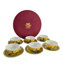 Сервиз круглый фарфор (70мл) (6CCS141-4) 6 чашек+ 6 блюдец «Жёлтый» (h-4 см купить в интернет магазине подарков ПраздникШоп