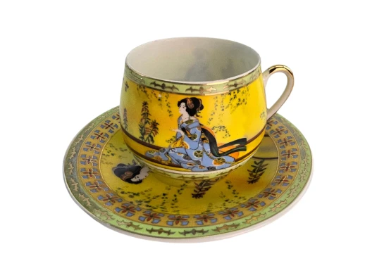 Сервиз фарфор (SCS141-4) 1 чашка+1 блюдце «Жёлтый» (110 мл) (h-5.2 см купить в интернет магазине подарков ПраздникШоп