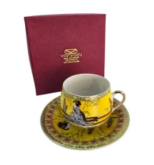 Сервиз фарфор (SCS141-4) 1 чашка+1 блюдце «Жёлтый» (110 мл) (h-5.2 см купить в интернет магазине подарков ПраздникШоп