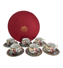 Сервиз круглый фарфор (110 мл) (6SCS102) 6 чашек+ 6 блюдец «Сакура» (h-5.5 см купить в интернет магазине подарков ПраздникШоп