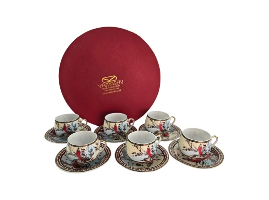 Сервиз круглый фарфор (110 мл) (6SCS102) 6 чашек+ 6 блюдец «Сакура» (h-5.5 см купить в интернет магазине подарков ПраздникШоп