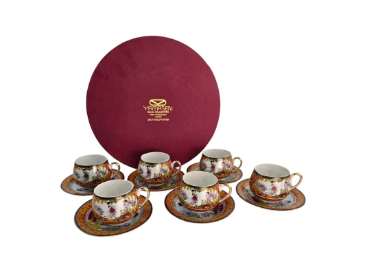 Сервиз круглый фарфор (110 мл) (6SCS1121-A) 6 чашек+ 6 блюдец«Девушки» (h-5.5 см купить в интернет магазине подарков ПраздникШоп