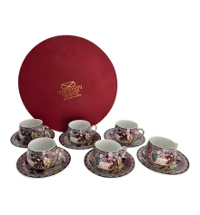 Сервиз круглый фарфор (110 мл) (6SCS114) 6 чашек + 6 блюдец«Фиолетовый» (h-5.5 см купить в интернет магазине подарков ПраздникШоп