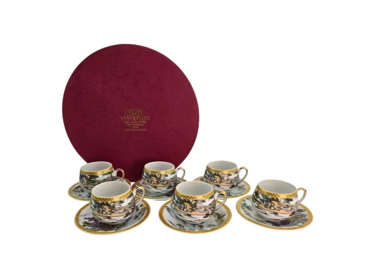 Сервиз круглый фарфор (110 мл) (6SCS95) 6 чашек+ 6 блюдец «Пейзаж» (h-5.5 см купить в интернет магазине подарков ПраздникШоп