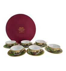 Сервиз круглый фарфор (70мл) (6CCS129-3) «Зеленый» (h-4 см купить в интернет магазине подарков ПраздникШоп