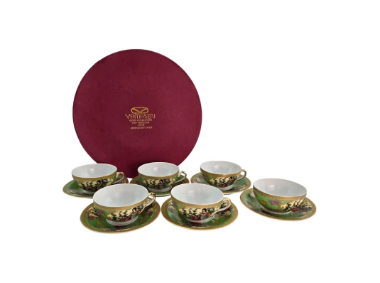 Сервиз круглый фарфор (70мл) (6CCS129-3) «Зеленый» (h-4 см купить в интернет магазине подарков ПраздникШоп