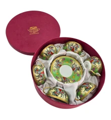 Сервиз круглый фарфор (70мл) (6CCS129-3) «Зеленый» (h-4 см купить в интернет магазине подарков ПраздникШоп