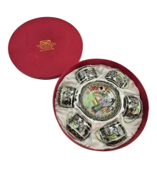 Сервиз круглый фарфор (110 мл) (6SCS89) 6 чашек+ 6 блюдец «Зеленый» (h-5.5 см купить в интернет магазине подарков ПраздникШоп