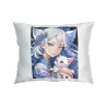Подушка "Аниме девушка с котёнком" размер 40*35 см (черная) с нанесением сублимации (60660)