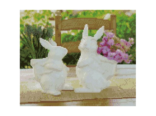 Алмазная мозаика ПРЕМИУМ Сувенирные зайки 30х40 см HX115 купить в интернет магазине подарков ПраздникШоп