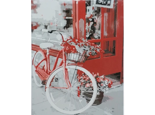 Картина по номерам ПРЕМИУМ Велосипед с цветами с лаком размером 40х50 см (SY6857) купить в интернет магазине подарков ПраздникШоп