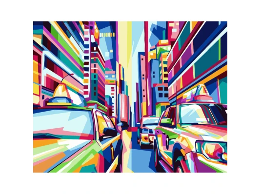 Картина по номерам ПРЕМИУМ Город поп-арт с лаком размером 40х50 см VA-3729 купить в интернет магазине подарков ПраздникШоп