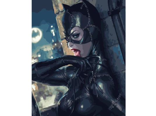 Картина по номерам ПРЕМИУМ Соблазнительная женщина-кошка с лаком размером 40х50 см VA-2993 купить в интернет магазине подарков ПраздникШоп