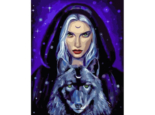 Картина по номерам ПРЕМИУМ Под защитой луны с лаком размером 40х50 см VA-3763 купить в интернет магазине подарков ПраздникШоп