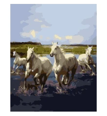 Картина по номерам ПРЕМИУМ Четверка лошадей с лаком размером 40х50 см VA-0362 купить в интернет магазине подарков ПраздникШоп