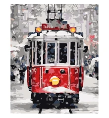 Картина по номерам ПРЕМИУМ Трамвай зимой с лаком размером 40х50 см VA-3598 купить в интернет магазине подарков ПраздникШоп