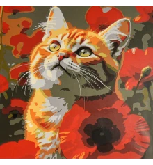 Картина по номерам Кот среди маков 30х30 (ES-0917) купить в интернет магазине подарков ПраздникШоп