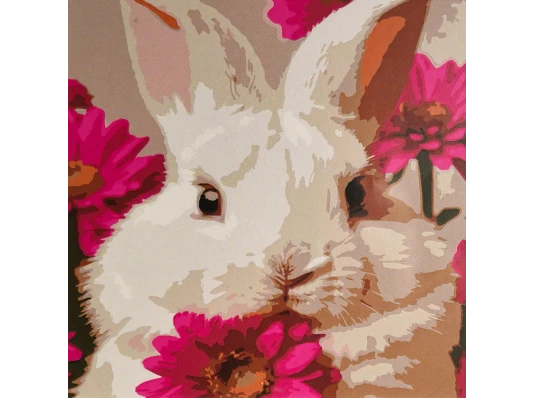 Картина по номерам Кролик жует цветы 30х30 (ES-0918) купить в интернет магазине подарков ПраздникШоп