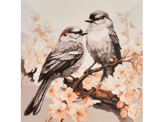 Картина по номерам Весенняя пара птиц 30х30 (ES-0922) купить в интернет магазине подарков ПраздникШоп