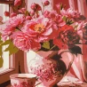 Картина по номерам Розовые пионы у окна 30х30 (ES-0926)
