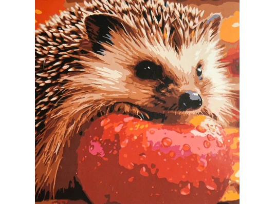 Картина по номерам Ёжик с яблоком 30х30 (ES-0932) купить в интернет магазине подарков ПраздникШоп