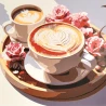 Картина по номерам Капучино и розы 30х30 (ES-0936)