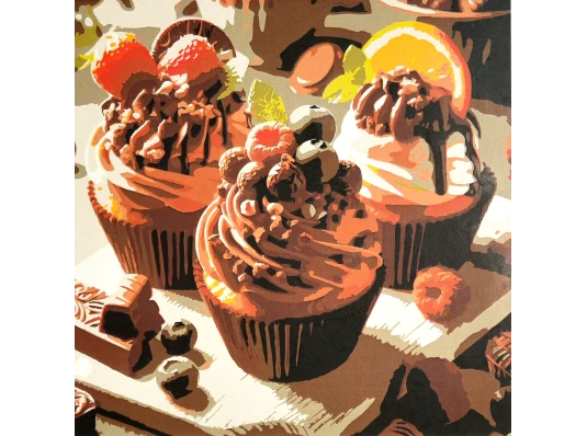 Картина по номерам Шоколадное удовольствие с ягодами 30х30 (ES-0938) купить в интернет магазине подарков ПраздникШоп