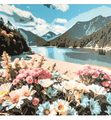 Картина по номерам Цветочная долина среди гор 30х30 (ES-0939) купить в интернет магазине подарков ПраздникШоп
