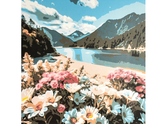 Картина по номерам Цветочная долина среди гор 30х30 (ES-0939) купить в интернет магазине подарков ПраздникШоп