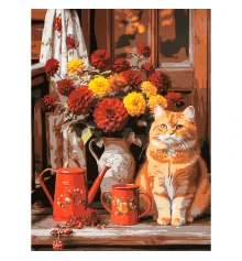 Картина по номерам Тепло на подоконнике 30х40 (SS-1336) купить в интернет магазине подарков ПраздникШоп