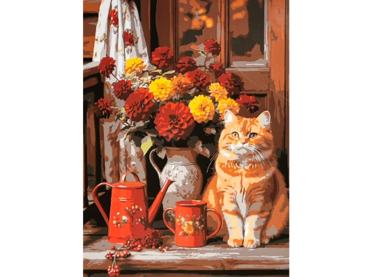 Картина по номерам Тепло на подоконнике 30х40 (SS-1336) купить в интернет магазине подарков ПраздникШоп